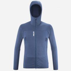 Bluza turystyczna męska Millet Fusion Grid Hoodie active fit POLARTEC Powergrid. Niebieskie bluzy z kapturem Millet, m, bez wzorów, z materiału, z kapturem. Za 539.00 zł.