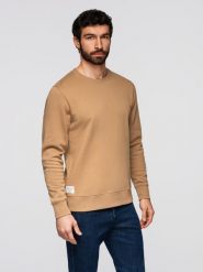 Męska bluza dresowa BASIC z okrągłym dekoltem OM-SSBN-0271 - - Rozmiar: XL. Zielone bluzy Ombre Clothing, m, z aplikacjami, z bawełny, bez kaptura. W wyprzedaży za 118.99 zł.