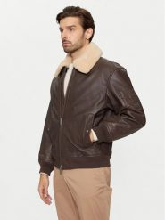 Boss Kurtka skórzana Jobark 50522930 Brązowy Regular Fit. Brązowe kurtki Boss, m, bez wzorów, ze skóry, bez kaptura. Za 2,379.00 zł.