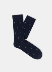 Granatowe skarpetki w kropki P000B-SX-516-G. Skarpety Pako Lorente, bez wzorów, z dzianiny. Za 39.99 zł.