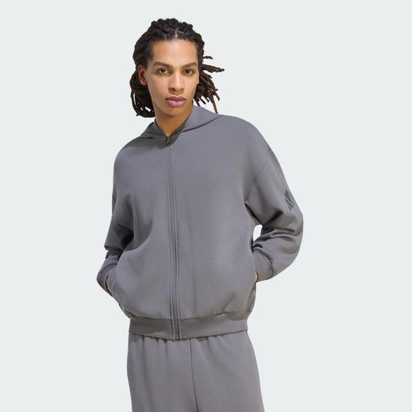 BLUZA Z KAPTUREM SOFT LUX FULL-ZIP. Szare bluzy z kapturem Adidas, s, bez wzorów, z bawełny, z kapturem. Za 369.00 zł.