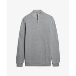 Kozak bawełniany z kołnierzem typu trucker Superdry. Szare swetry nierozpinane Superdry, na zimę, m, bez wzorów, z bawełny, bez kołnierzyka, bez ramiączek. W wyprzedaży za 363.80 zł.