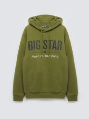 Bluza męska z kapturem z logo BIG STAR zielona Ashlyno 301. Zielone bluzy z kapturem BIG STAR, l, bez wzorów, z dzianiny, z kapturem. Za 249.99 zł.