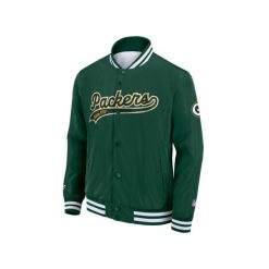 Kurtka Green Bay Packers. Zielone kurtki FANATICS, bez wzorów, bez kaptura. W wyprzedaży za 323.00 zł.