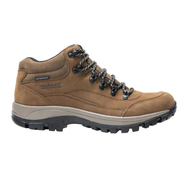 Męskie skórzane buty trekkingowe Bayton Mid. Brązowe buty turystyczne Regatta, bez wzorów, z materiału, przed kolano, bez zapięcia, trekkingowe. Za 452.50 zł.