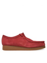 Clarks Półbuty Wallabee 26180921 Czerwony. Czerwone eleganckie półbuty Clarks, bez wzorów, ze skóry, bez obcasa, bez zapięcia. Za 429.99 zł.