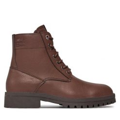 Kozaki Jack&Jones. Brązowe kozaki Jack&Jones, bez wzorów, bez obcasa, bez zapięcia. Za 329.99 zł.
