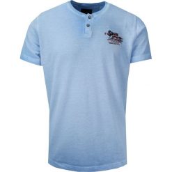 T-Shirt Męski Błękitny, Melanżowy z Nadrukiem, Koszulka, Krótki Rękaw, Basic, U-neck. Niebieskie bluzki z długim rękawem New Antracid, m, bez wzorów, z bawełny, bez kołnierzyka, bez ramiączek. Za 99.00 zł.