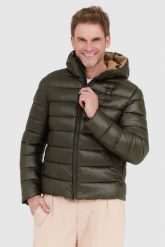 BLAUER Zielona puchowa kurtka męska Virgil z kapturem. Zielone kurtki Blauer USA, l, bez wzorów, z nylonu, z kapturem. W wyprzedaży za 699.99 zł.