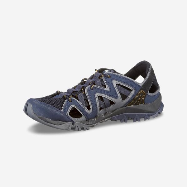 Sandały turystyczne męskie Merrell Tetrex Crest Wrap. Niebieskie sandały Merrell, z materiału, bez zapięcia. Za 279.99 zł.