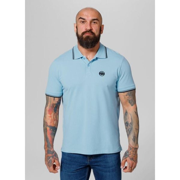 Koszulka Polo bawełniana klasyczna dla dorosłych Pique Stripes Regular. Niebieskie koszulki polo PITBULL, m, bez wzorów, z bawełny, bez kołnierzyka, bez ramiączek. Za 139.00 zł.