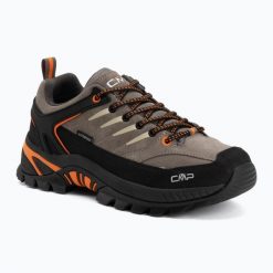 Rigel 2.0 Low WP M Buty outdoor skórzane męskie – 06PV Deserto-Flame. Brązowe buty turystyczne CMP, bez wzorów, z gumy, bez zapięcia, outdoorowe. Za 459.99 zł.