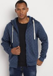 Granatowa Rozpinana Bluza z Bawełną Kapturem i Ściągaczami Corira. Niebieskie bluzy Born2be, l, bez wzorów, z bawełny. W wyprzedaży za 93.49 zł.