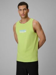 4F Koszulka bez rękawów regular z nadrukiem męska - zielona XXL. Zielone bezrękawniki 4F, m, bez wzorów, z bawełny, bez kołnierzyka, bez ramiączek. Za 59.99 zł.