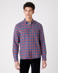 MĘSKA KOSZULA WRANGLER LS WESTERN SHIRT BLUE W5A0B3X05 112129936. Niebieskie koszule Wrangler, m, bez wzorów, bez kołnierzyka, bez ramiączek. Za 139.99 zł.