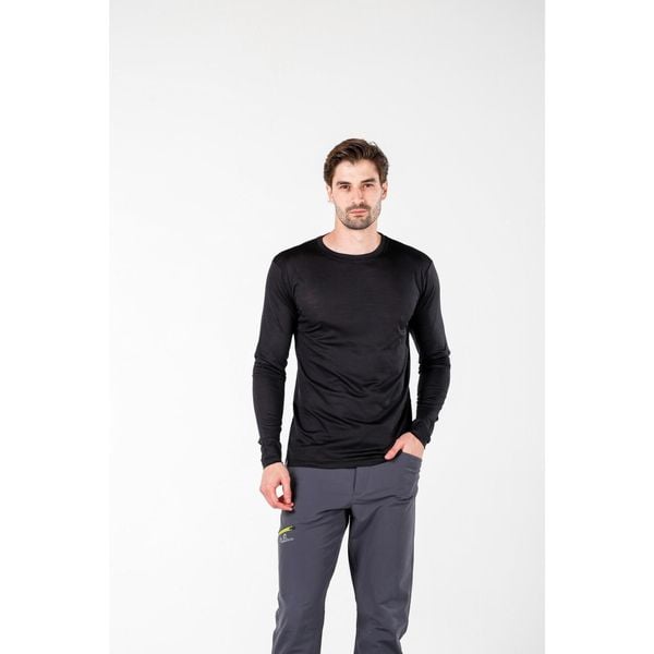 Koszulka termoaktywna męska Woolona Eris z długim rękawem 100% Merino. Czarne bielizna termoaktywna WOOLONA, m, bez wzorów, z wełny, bez ramiączek. W wyprzedaży za 261.00 zł.