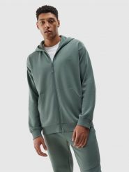 4F Bluza dresowa rozpinana z kapturem z bawełny organicznej męska - khaki L. Brązowe bluzy 4F, l, bez wzorów, z bawełny, z kapturem. Za 189.99 zł.