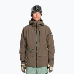 Kurtka snowboardowa męska Quiksilver Quest Stretch 20K. Brązowe kurtki Quiksilver, na zimę, m, bez wzorów, z materiału, bez kaptura. Za 1,059.00 zł.