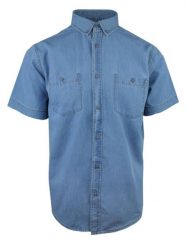 Casualowa (Codzienna) Koszula Męska, Krótki Rękaw - Pako Jeans - Niebieski Jeans. Niebieskie koszule Pako Jeans, l, bez wzorów, z bawełny, bez kołnierzyka, bez ramiączek. Za 159.00 zł.