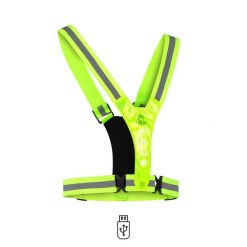 Kamizelka do biegania z diodami LED w kolorze żółtym – ładowana przez USB. Czarne kamizelki sportowe HEN SPORTSGEAR, uniwersalny, bez wzorów, z neoprenu, bez kaptura, do biegania. Za 119.00 zł.