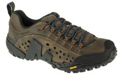 Buty trekkingowe męskie, Merrell Intercept. Zielone buty turystyczne Merrell, bez wzorów, z gumy, bez zapięcia, trekkingowe. Za 579.99 zł.