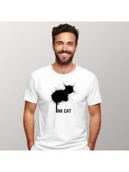 WOOOP Koszulka "Ink cat" w kolorze białym rozmiar: S. Białe bezrękawniki Wooop, s, bez wzorów, z bawełny, bez kołnierzyka, bez ramiączek. Za 56.99 zł.