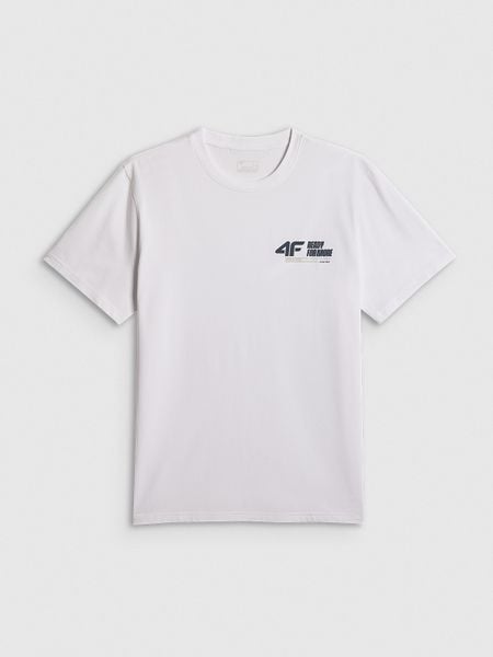 4F T-shirt regular gładki męski - biały M. Białe t-shirty 4F, m, bez wzorów, z dresówki, bez kołnierzyka, bez ramiączek. Za 69.99 zł.