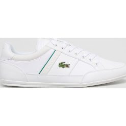 Lacoste - Buty Chaymon 219 1 Cma. Białe buty sportowe casual LACOSTE, bez wzorów, z gumy, z okrągłym noskiem, bez zapięcia. W wyprzedaży za 399.90 zł.