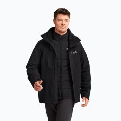 Kurtka 3w1 męska Jack Wolfskin Jasper Pro 3IN1. Czarne kurtki Jack Wolfskin, l, bez wzorów, z materiału, bez kaptura. Za 1,659.00 zł.