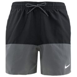 Szorty kąpielowe męskie Nike Split 5" Volley. Czarne krótkie spodenki sportowe Nike, m, bez wzorów, z materiału. Za 244.60 zł.