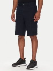 BOSS Szorty materiałowe Sisla-9 50536888 Granatowy Slim Fit. Niebieskie szorty Boss, m, bez wzorów, ze lnu. Za 489.99 zł.