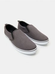 Trampki typu slip-on - szary. Szare trampki Sinsay, bez wzorów, bez zapięcia. Za 29.99 zł.