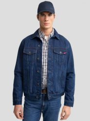 Kurtka męska jeansowa granatowa Charlie 564. Niebieskie kurtki BIG STAR, l, bez wzorów, z bawełny, bez kaptura. Za 399.99 zł.