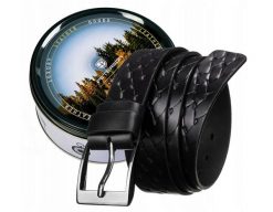 Pasek skórzany PETERSON [DH] PTN PRS-04-G czarny. Czarne paski Peterson, z aplikacjami, z jeansu, eleganckie. Za 61.99 zł.