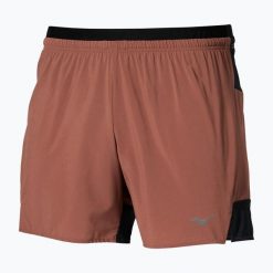 Spodenki do biegania męskie Mizuno Active Alpha 5.5. Brązowe krótkie spodenki sportowe Mizuno, l, bez wzorów, z elastanu. Za 229.99 zł.