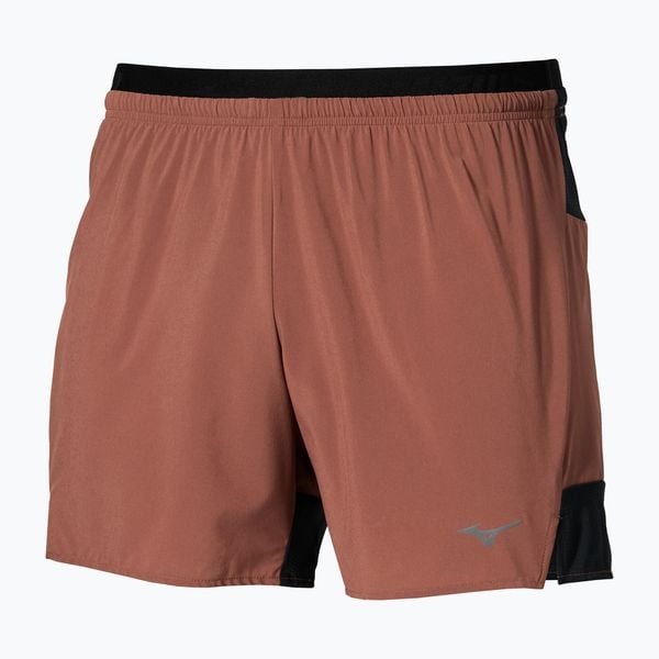 Spodenki do biegania męskie Mizuno Active Alpha 5.5. Brązowe krótkie spodenki sportowe Mizuno, m, bez wzorów, z elastanu. Za 229.99 zł.