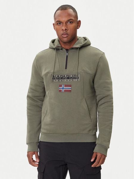 Napapijri Bluza Burgee NP0A4I5E Zielony Regular Fit. Zielone bluzy Napapijri, m, bez wzorów, z bawełny, bez kaptura. Za 519.99 zł.
