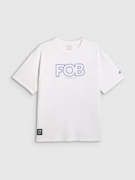 4F T-shirt loose z nadrukiem męski - biały L. Białe t-shirty 4F, l, bez wzorów, z materiału, bez kołnierzyka, bez ramiączek. Za 79.99 zł.