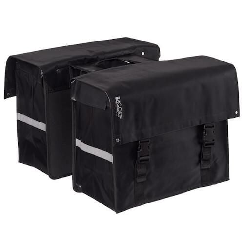 Tormino Bagoo podwójna torba rowerowa 58L czarna (bisonyl). Czarne szaliki BAGOO, bez wzorów, z materiału. Za 254.95 zł.