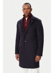 Tommy Hilfiger Płaszcz wełniany MW0MW40768 Granatowy Regular Fit. Niebieskie płaszcze Tommy Hilfiger, na zimę, m, bez wzorów, z wełny, bez kaptura. Za 1,699.00 zł.