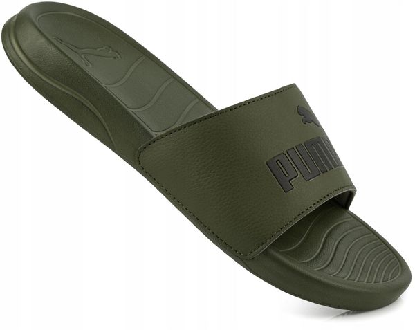 Klapki na basen męskie Puma Popcat 20 zielone. Zielone klapki Puma, z materiału. Za 89.00 zł.