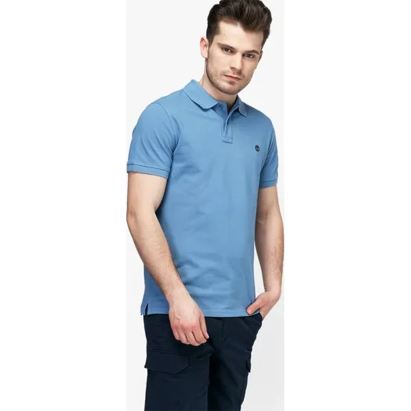 Timberland Polo Millers River Pique Slim Polo , niebieski, rozmiar M. Niebieskie koszulki polo sportowe Timberland, m, z aplikacjami, z bawełny, bez kołnierzyka, bez ramiączek. W wyprzedaży za 179.99 zł.