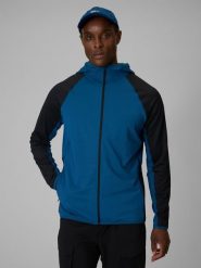 4F Bluza trekkingowa regular z kapturem męska - turkusowa L. Niebieskie bluzy 4F, l, bez wzorów, z kapturem. Za 249.99 zł.