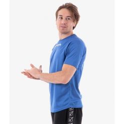 Koszulka piłkarska dla dorosłych Givova One. Niebieskie t-shirty sportowe Givova, bez wzorów, bez ramiączek, do piłki nożnej. Za 34.85 zł.