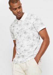 Shirt polo z czystej bawełny organicznej. Białe koszulki polo bonprix, l, bez wzorów, z bawełny, bez kołnierzyka, bez ramiączek. Za 79.99 zł.