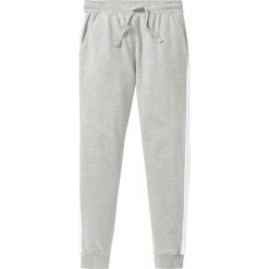 Spodnie sportowe z kontrastowym paskiem z boku bonprix jasnoszary melanż. Szare spodnie treningowe długie bonprix, l, bez wzorów. Za 54.99 zł.