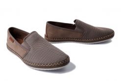 RIEKER B5265-65 beige, pólbuty męskie. Brązowe eleganckie półbuty Rieker, bez wzorów, bez obcasa, bez zapięcia. Za 239.93 zł.