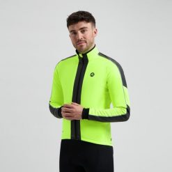 Kurtka rowerowa zimowa męska Rogelli Essential Hi Vis. Czarne kurtki Rogelli, na zimę, m, bez wzorów, z softshellu, bez kaptura. W wyprzedaży za 275.00 zł.