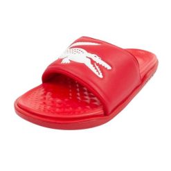 Klapki Męskie Croco Dualiste. Czerwone klapki LACOSTE, z gumy. Za 370.99 zł.