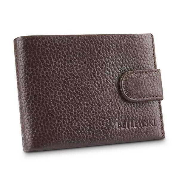 Portfel męski BETLEWSKI BPM-CF-60 c. brązowy. Brązowe portfele Betlewski, bez wzorów, ze skóry. Za 129.99 zł.